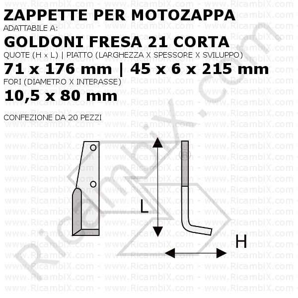 Zappette per motozappa Goldoni fresa 21 corta - 20 pezzi