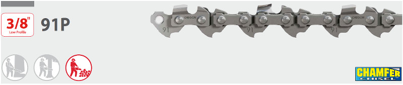 Catena motosega OREGON® 3/8 basso profilo x 1,3 mm - 91P - chamfer chisel