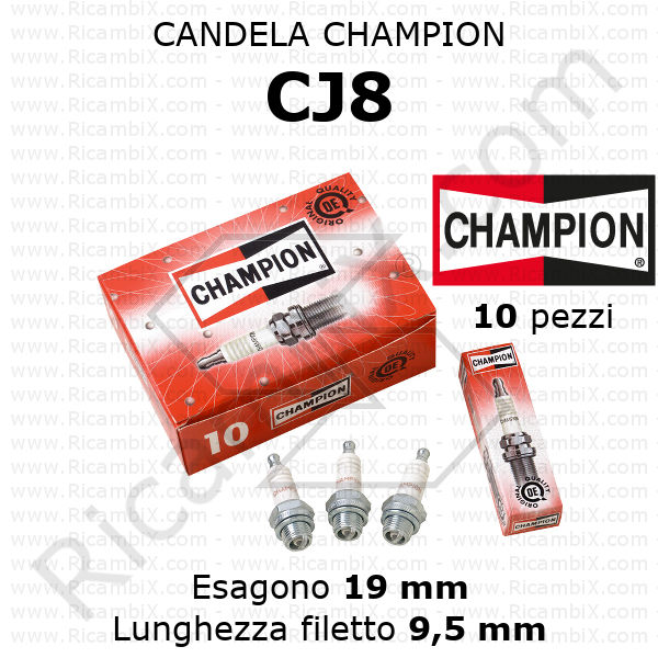 Candela CHAMPION CJ8 - confezione da 10 pezzi