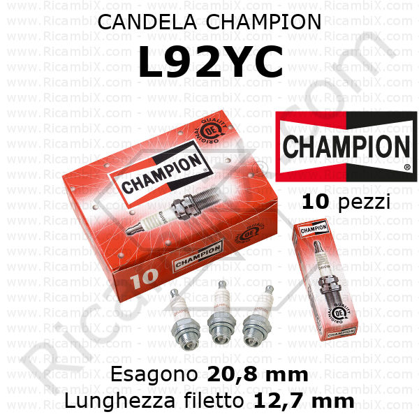 Candela CHAMPION L92YC - confezione da 10 pezzi