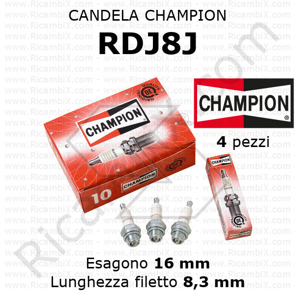 Candela CHAMPION RDJ8J - confezione da 4 pezzi