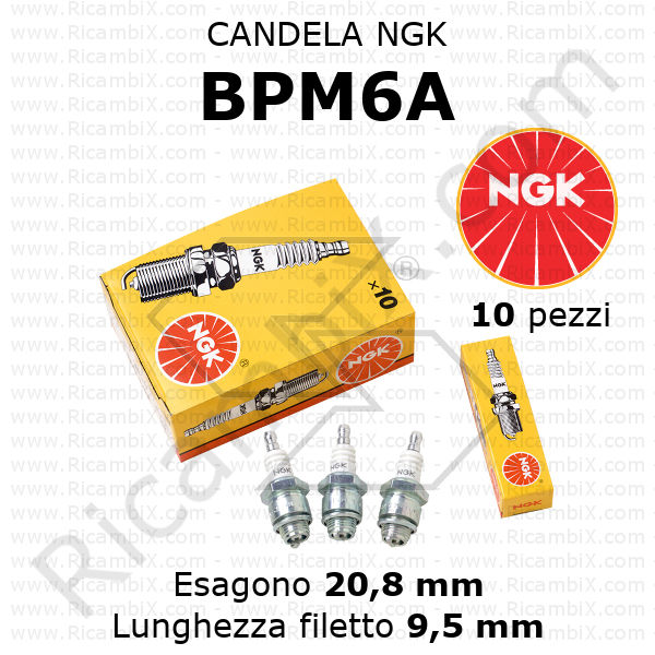Candela NGK BPM6A - confezione da 10 pezzi
