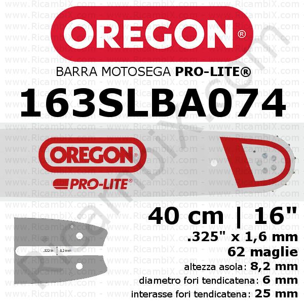 Barra motosega Oregon Pro-Lite 163SLBA074 - 40 cm - 16 pollici