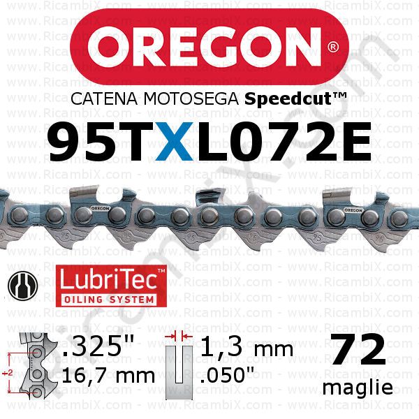 catena motosega Oregon 95TXL072E - passo .325 x 1,3 mm - 72 maglie - speedcut