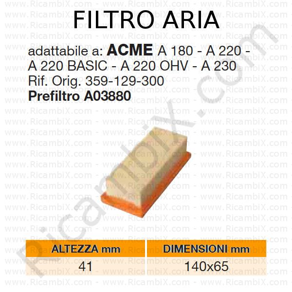 Filtro aria ACME® | riferimento originale 359129300