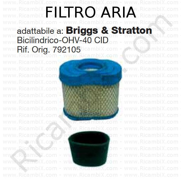 Cid Filtro aria BRIGGS&STRATTON per trattorino rasaerba bicilindrico OHV 44 CID 