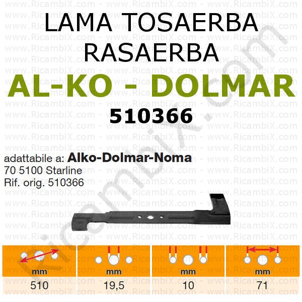 lama rasaerba - tagliaerba - tosaerba Al-ko - Dolmar - Noma - 510 mm