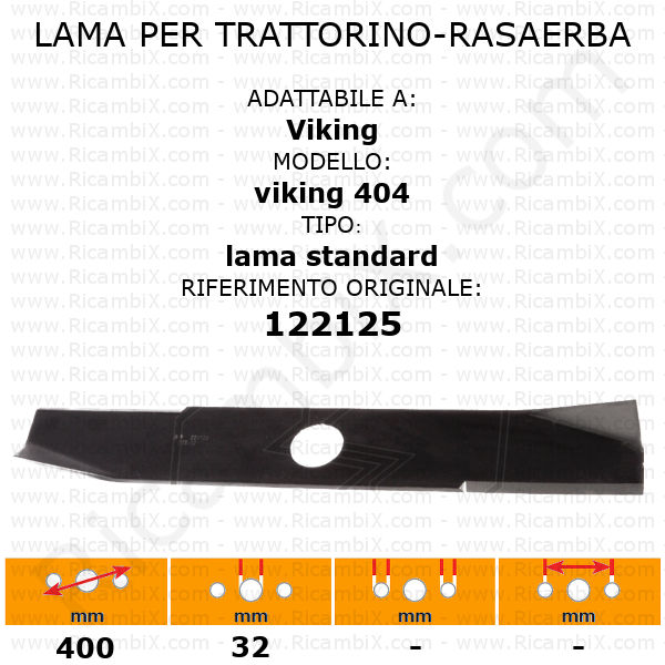Lama per trattorino - rasaerba Viking viking 404 - standard - rif. orig. 122125