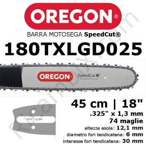 Barra de motosserra Oregon SpeedCut 180TXLGD025 - 45 cm - 18 polegadas