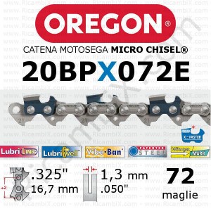 Oregon motorsågskedja 20BPX072E - pitch .325 x 1,3 mm - 72 länkar - mikromejsel