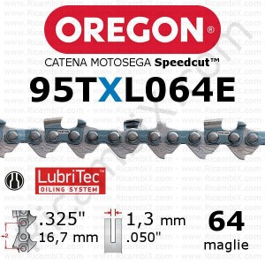 Corrente de motosserra Oregon 95TXL064E - passo 325 x 1,3 mm - 64 elos - speedcut