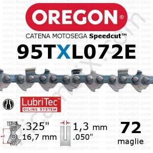 Corrente de motosserra Oregon 95TXL072E - passo 325 x 1,3 mm - 72 elos - speedcut