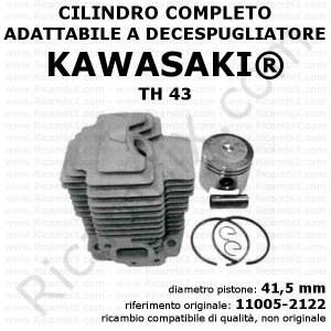 Cilindro completo adattabile a decespugliatore KAWASAKI® TH 43 | riferimento originale 11005-2122