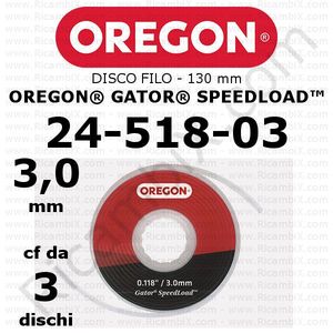 3,0 mm linijos diskas „Oregon Gator SpeedLoad“ galvutei - didelė galvutė - 130 mm