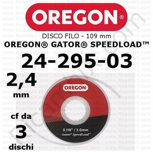 2,4 mm linijos diskas „Oregon Gator SpeedLoad“ galvutei - vidutinė galvutė - 109 mm