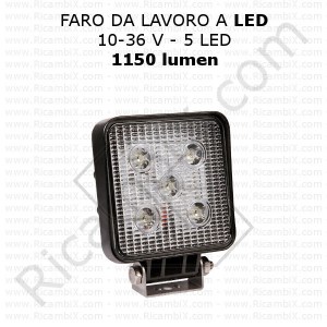 Τετράγωνο φως εργασίας LED - 5 LED - 1150 lumen