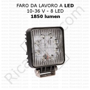 Τετράγωνο φως εργασίας LED - 8 LED - 1850 lumen