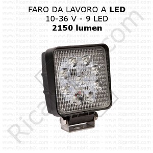 Τετράγωνο φως εργασίας LED - 9 LED - 2150 lumen