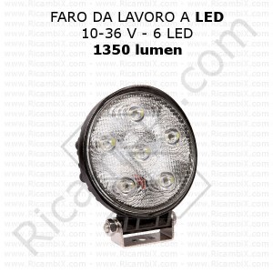 Στρογγυλή λυχνία LED εργασίας - 6 LED - 1350 lumens