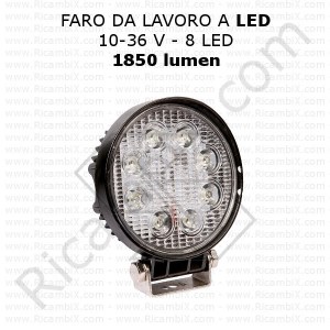 Στρογγυλή λυχνία LED εργασίας - 8 LED - 1850 lumens