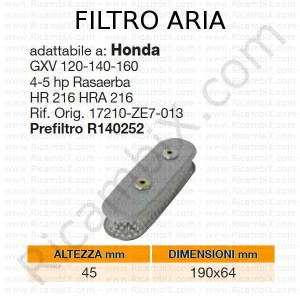 Filtro aria HONDA® | riferimento originale 17210ZE7013