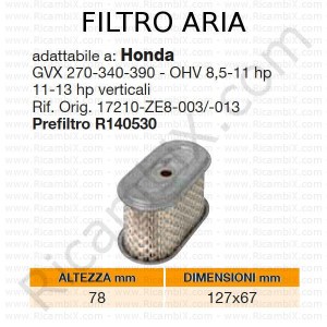 Filtro aria HONDA® | riferimento originale 17210ZE8003 - 17210ZE8013