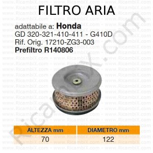 Filtro aria HONDA® | riferimento originale 17210ZG30