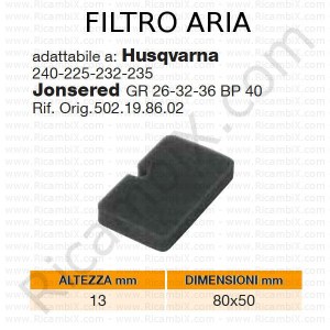 Filtro aria HUSQVARNA® | riferimento originale 502198602