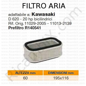 Filtro aria KAWASAKI® | riferimento originale 110292005 - 110132139