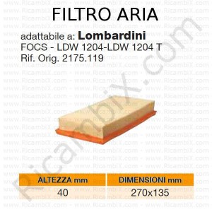 Filtro aria LOMBARDINI® | riferimento originale 2175119