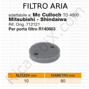 Filtre à air MC CULLOCH® | référence d'origine 712121