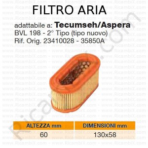 Filtro aria TECUMSEH® | riferimento originale 2341002835850A