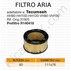 Vzduchový filtr TECUMSEH® | původní reference 31925