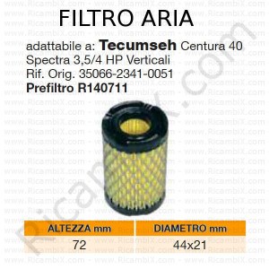 Vzduchový filtr TECUMSEH® | původní reference 3506623410051