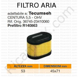 Vzduchový filtr TECUMSEH® | původní reference 3674523410060