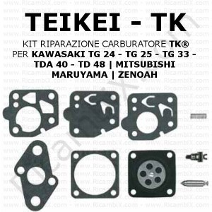 Kit riparazione carburatore TEIKEI TK® | per KAWASAKI TG 24 - TG 25 - TG 33 - TD 40 - TD 48 | MITSUBISHI | MARUYAMA | ZENOAH