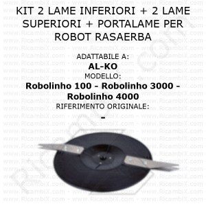 Sada 2 spodních nožů + 2 horních nožů + držák nožů pro robotickou sekačku AL -KO Robolinho 100 - Robolinho 3000 - Robolinho 4000 - ref. pův. -
