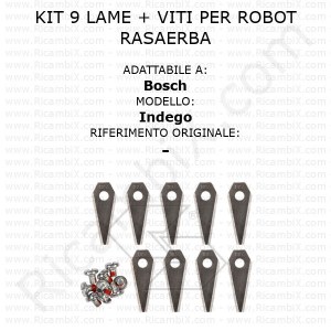 Kit 9 lame + viti per robot rasaerba Bosch Indego - rif. orig. -