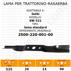 Nůž na sekačku - sekačka Iseki SW 521 - standardní - ref. pův. 2500-220-001-00