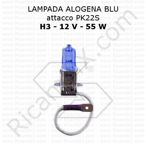 Lampada alogena blu H3 - 12 Volt - 55 Watt - attacco PK22S - 2 pezzi