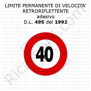 Limite permanente di velocità retroriflettente - 40 km/h - 8 pezzi