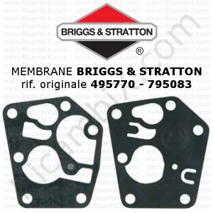 Kalvot BRIGGS & STRATTON kaasuttimelle, jotka sopivat malleihin 95900 - 96900 - Sprint - Classic alkaen 3,5 hv - 3,75 hv alkuperäinen viite 495770 - 795083