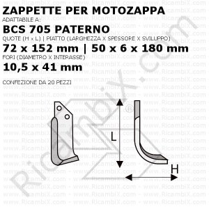 Zappette per motozappa BCS 705 Paternò