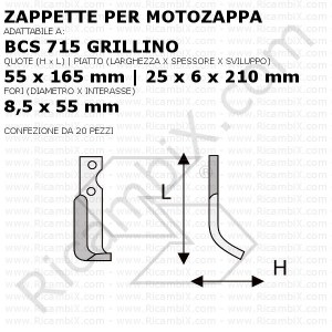 Zappette per motozappa BCS 715 GRILLINO - 20 pezzi