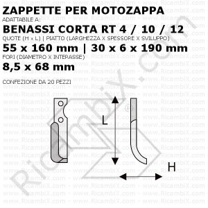 Zappette per motozappa Benassi corta RT 4 | 10 | 12