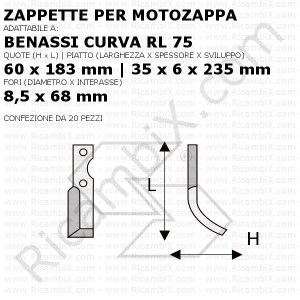 Zappette per motozappa Benassi curva RL 75