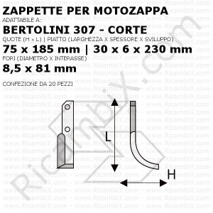 Zappette per motozappa Bertolini 307 - corte