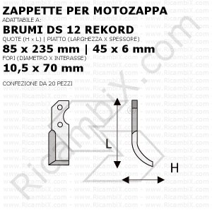 Zappette per motozappa Brumi DS 12 Rekord - 20 pezzi