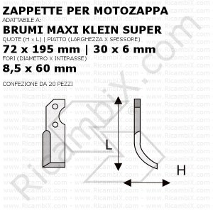 Zappette per motozappa Brumi Maxi Klein Super - 20 pezzi