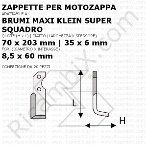 Zappette per motozappa Brumi Maxi Klein Super Squadro - 20 pezzi